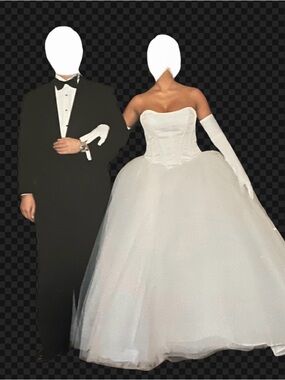 Classic Strapless Ball Gown Wedding Dress in White